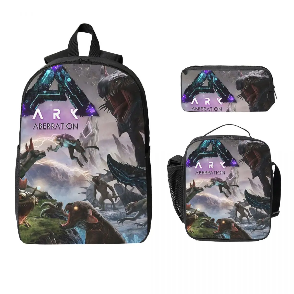 Sac à dos Ark Survival Evolved Aberration pour femmes et hommes, sac d'école, sac à bandoulière pour ordinateur portable, sac à déjeuner isotherme 3ps, trousse à crayons
