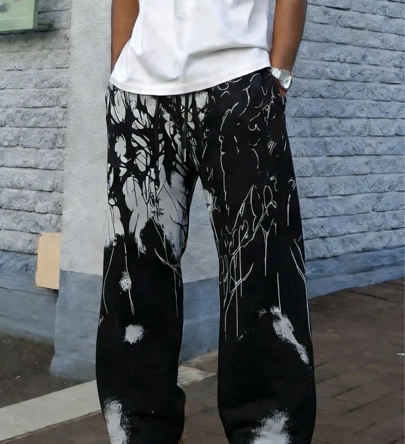 2026 Summer Fashion New Neo Gothic Retro Dark Texture Style 3D Printed Loose Straight Leg Pants Street Sports Casual Pants