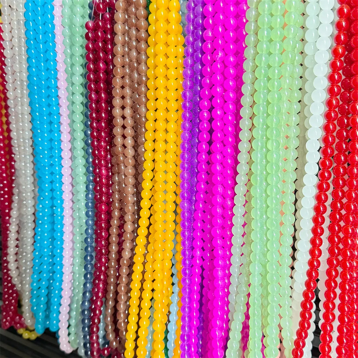 

500pcs 4/6/8/10mm Jelly Painted Glass Imitation Jade Round Beads Kit for Girls – DIY Bracelets, Necklaces & Jewelry Crafts