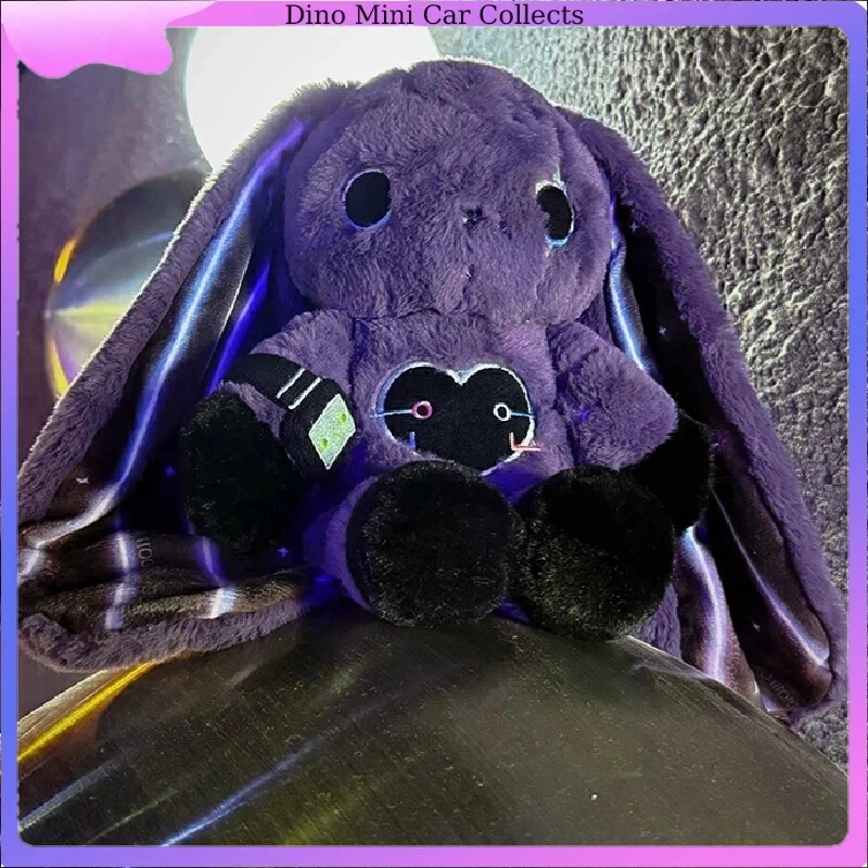 Plushie Dreadfuls Stuffed Rabbit Purple Galaxy Printed Inner Long Ear Cybernetic Heart Soft Plush Toy Gift For Adult Collectors