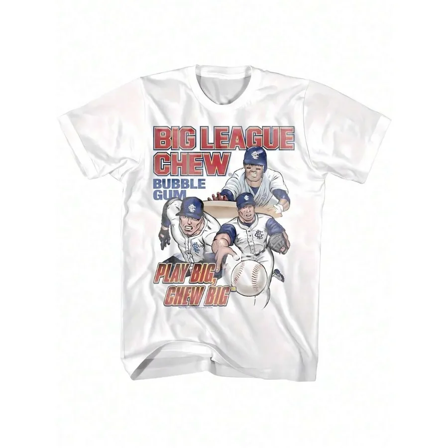 【Nueva llegada】Camiseta de béisbol retro Big League Chew | Camiseta vintage de manga corta de algodón blanco con estampado de chicle