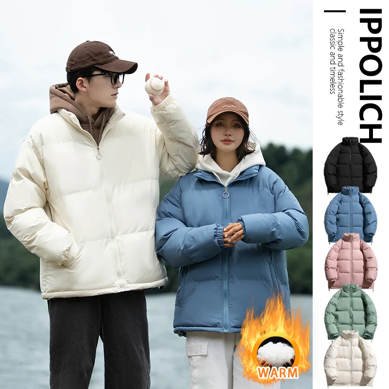 Harajuku Y2k Men Warm Parkas Winter Couple Coat Solid Color Cotton Oversize Male Winter Jackets Windbreaker Padded Woman Parkas