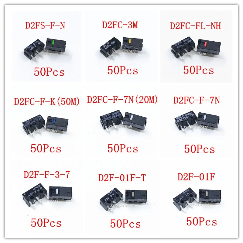 50Pcs Original mouse micro switch D2FC-F-7N 20M OF D2FC-F-K(50M) -RZ D2FC-FL-NH D2F D2F-01F D2F-01F-T D2F-F-3-7 Mouse Button