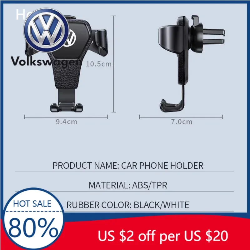 

Держатель для телефона в автомобиль Volkswagen, крепление на воздуховод, подставка для мобильного телефона для Volkswagen GTI Rline R Polo Golf MK8 Passat