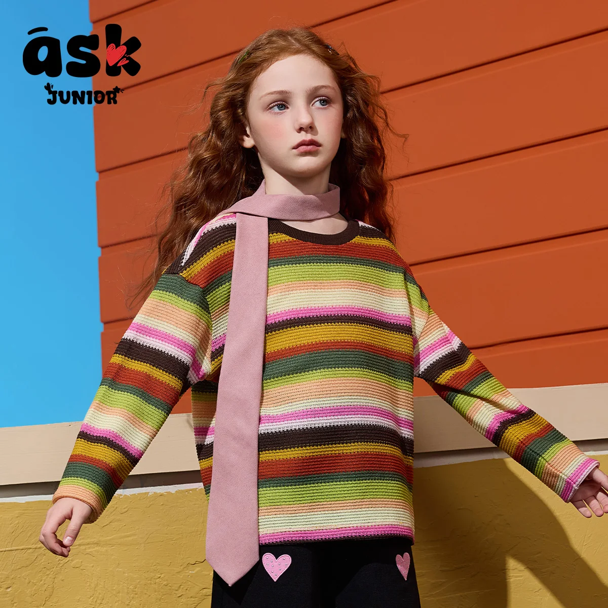 تي شيرت مجوف بأكمام طويلة وأكمام طويلة ورقبة دائرية للفتيات الصغيرات بألوان متباينة #6