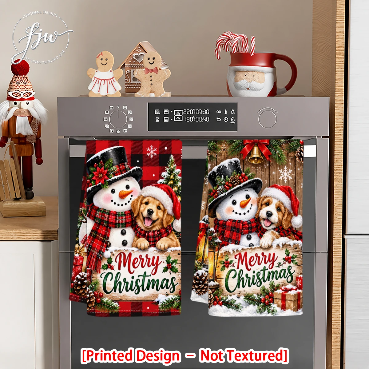2pc Christmas Kitchen Towels Set Dish Towels for Xmas Home Decor & Cooking Prep