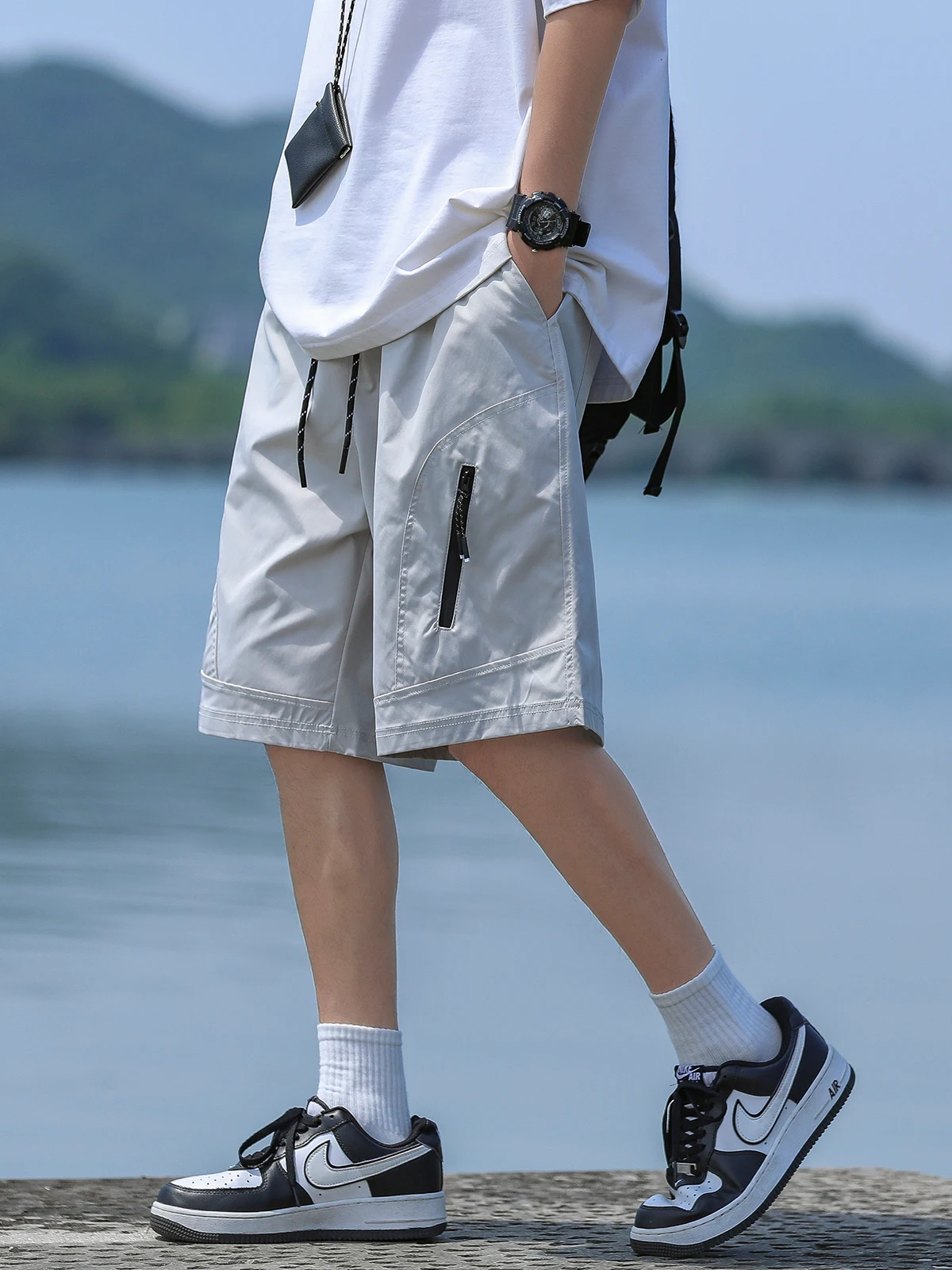 

Loose Casual Outdoor Workwear orts Men's Summer New Sle Functional Trendy Vintage Design Five-Quarter Pants Straight Leg