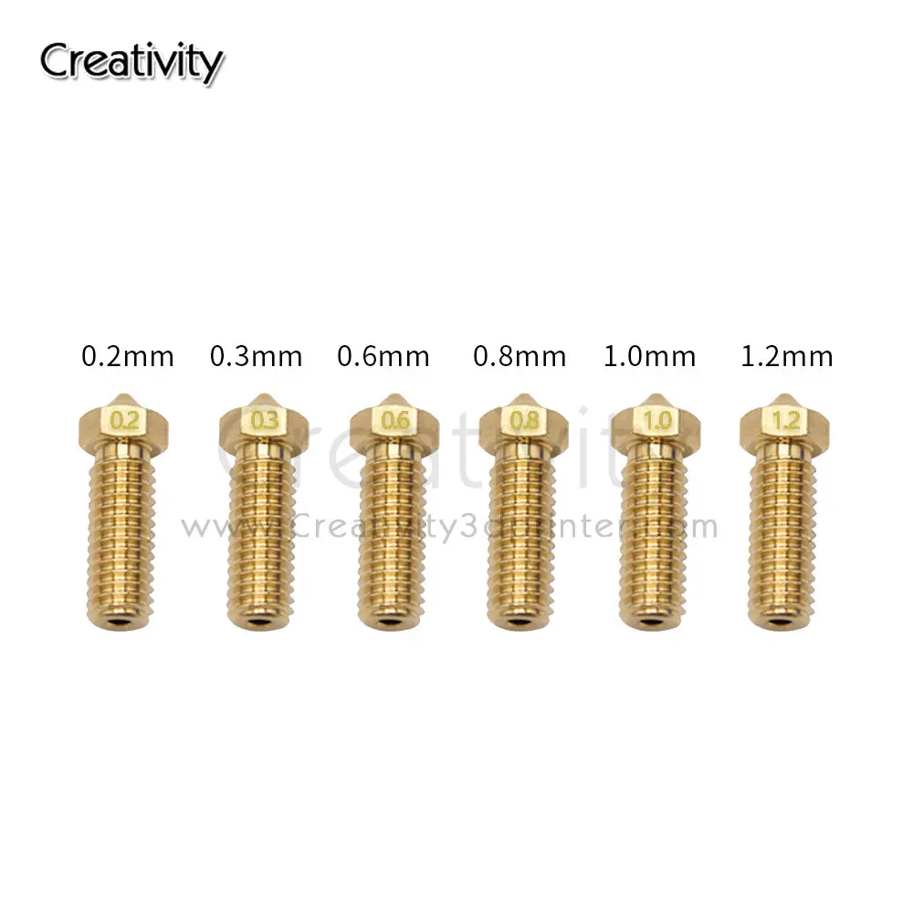 Boquilla de latón Sidewinder X1 y X2 Genius Artillery Volcano, boquilla Hotend de rosca M6 de 0,2-1,2mm para filamento AnycubicVyper de 1,75mm