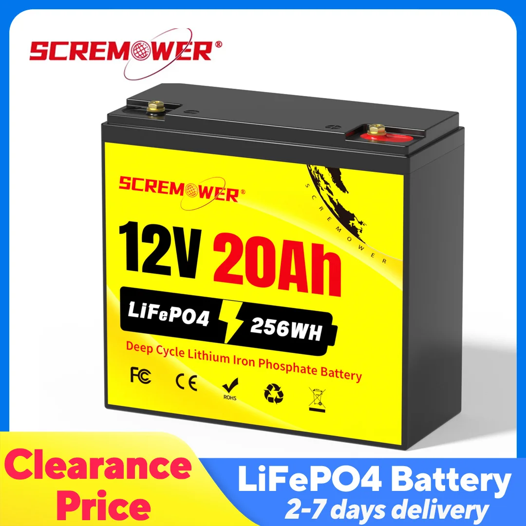 

Литиевая батарея Screampower 12 В 20 Ач LiFePO4 с литий-железо-фосфатной батареей глубокого цикла BMS для детского скутера