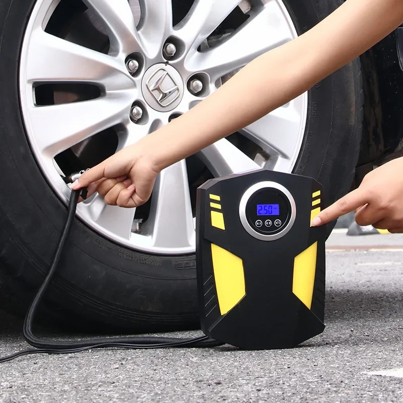 Portable 12V Car Inflation Pump With Light For Tire Air Pressure Motorcycle Tire Inflator Machine Convenient For Car Use