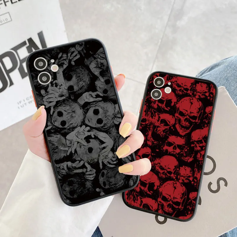 Fashin Skeleton Skull Cassa Del Telefono Per iPhone 16 15 12 13 Mini 11 14 Plus Pro MAX 7 8 Plus SE 2020 XR X XS Antiurto Della Copertura Posteriore