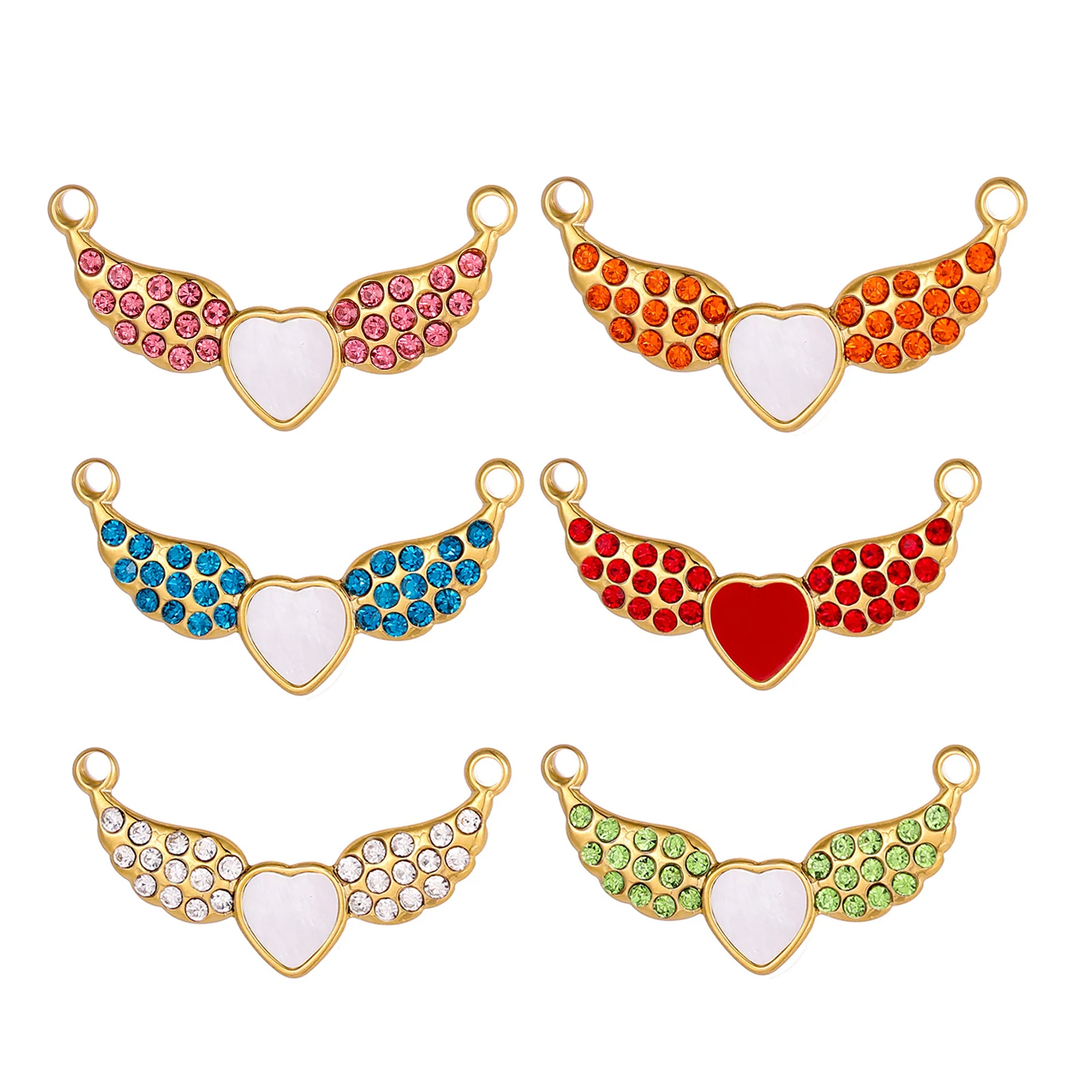 1 قطعة الفولاذ المقاوم للصدأ زركونيا الحب الملاك الجناح ثقب مزدوج موصل Charms مستطيل قلادة ل عقد دي اي واي النتائج مجوهرات