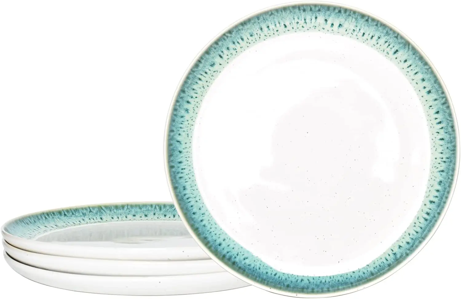 

Stoneware Dinner Plates, 10.5 inches, Set of 4 for Salad, Pasta, Dessert, Microwave and Dishwasher Safe (10.5 in, Turquoise Gree