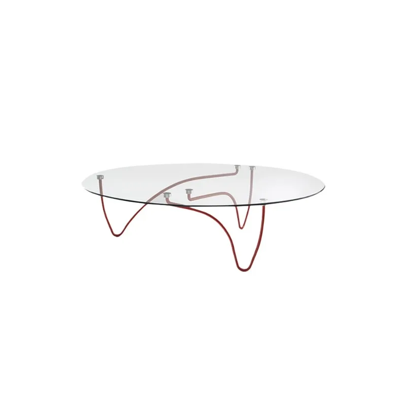 

Iron home living room glass coffee table round, model room Nordic medium and ancient style