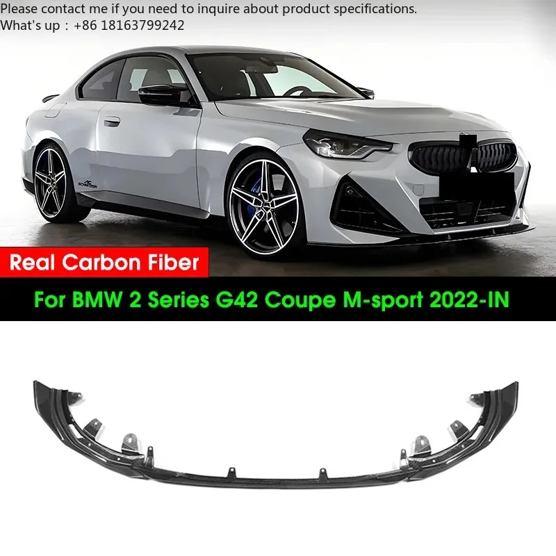 

For BMW 2 Series G42 Coupe M-sport 2022-IN 3 Pecies Real Carbon Fiber Front Bumper Lip Splitter Canards Lips Car Accessories