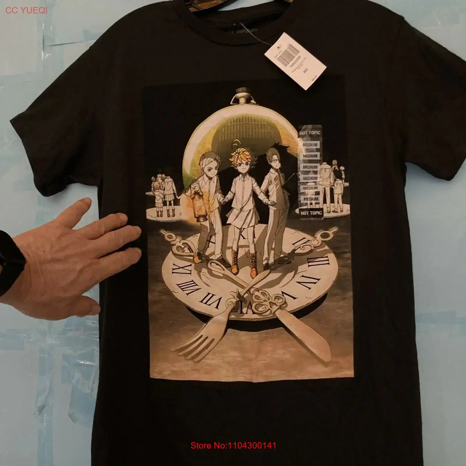 NEW THE PROMISED NEVERLAND T Shirt MEDIUM Black with Tags vintage Washed fashion homme Unisex streetwear graphic Versatile