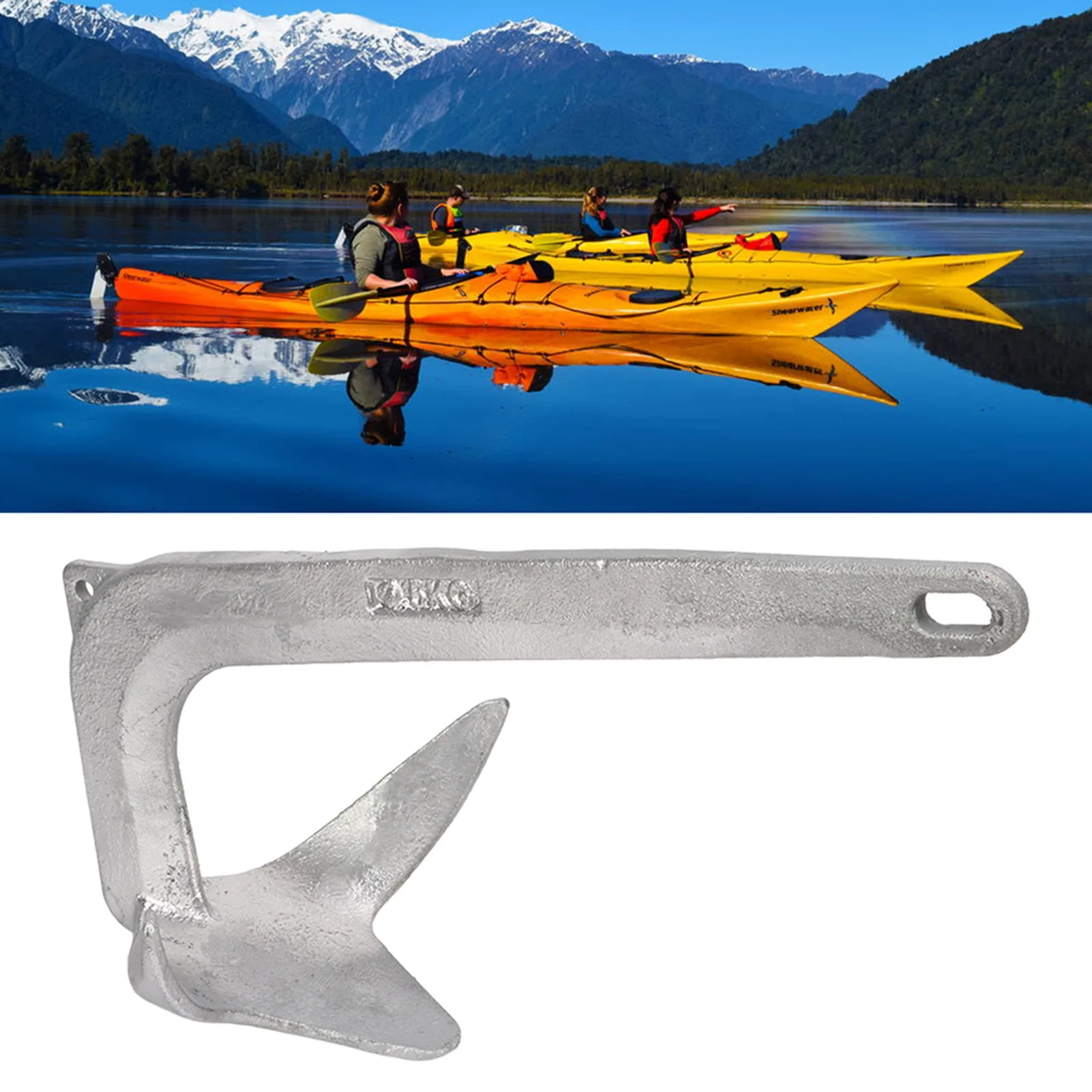 Bruce Style Boat Claw Anchor 2.5kg Carbon Steel Plow Shaped Quick Setting for Marine Yacht Kayak