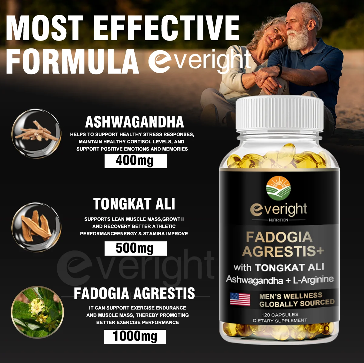 Fadogia Agrestis Extract Capsules for Natural Strength Support Male Performance & Muscle crowth with Ashwagandha L-Arginine Zinc