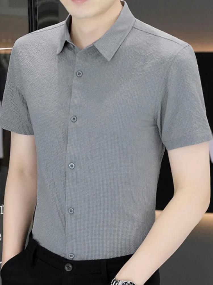 Fashion Cotton men\'s short-sleeved Shirt Summer Brand Loose Business Solid Color men\'s plus-size Top Cool New Arrival