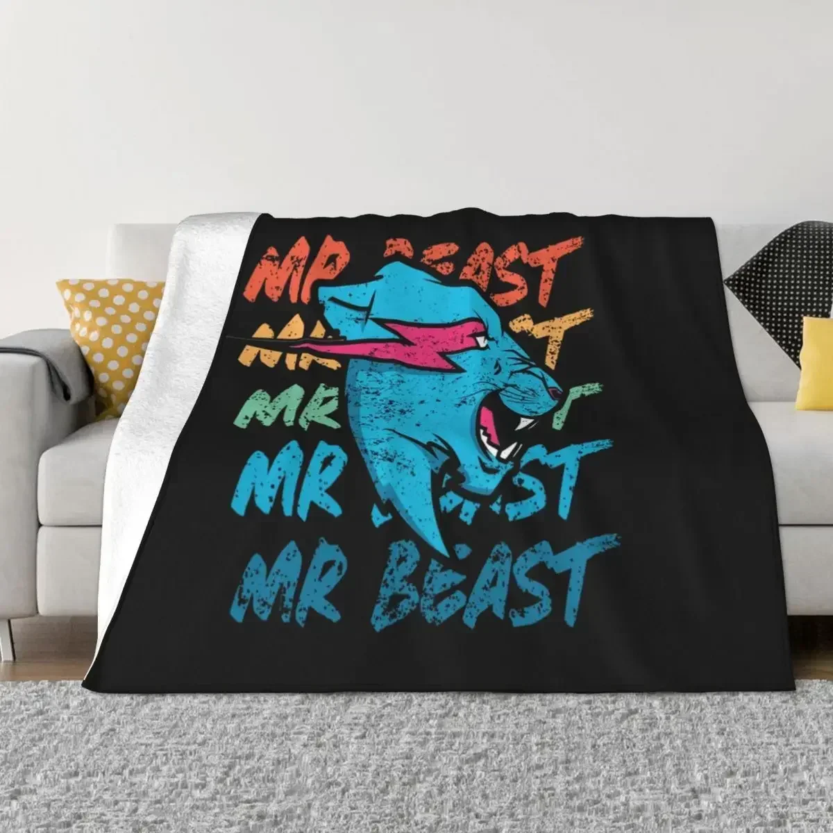 Retro Vintage Mr Game Blanket Fleece All Season Funny Mr Gaming Beast Portable Throw Blanket for Bed Car Plush Thin Quilt