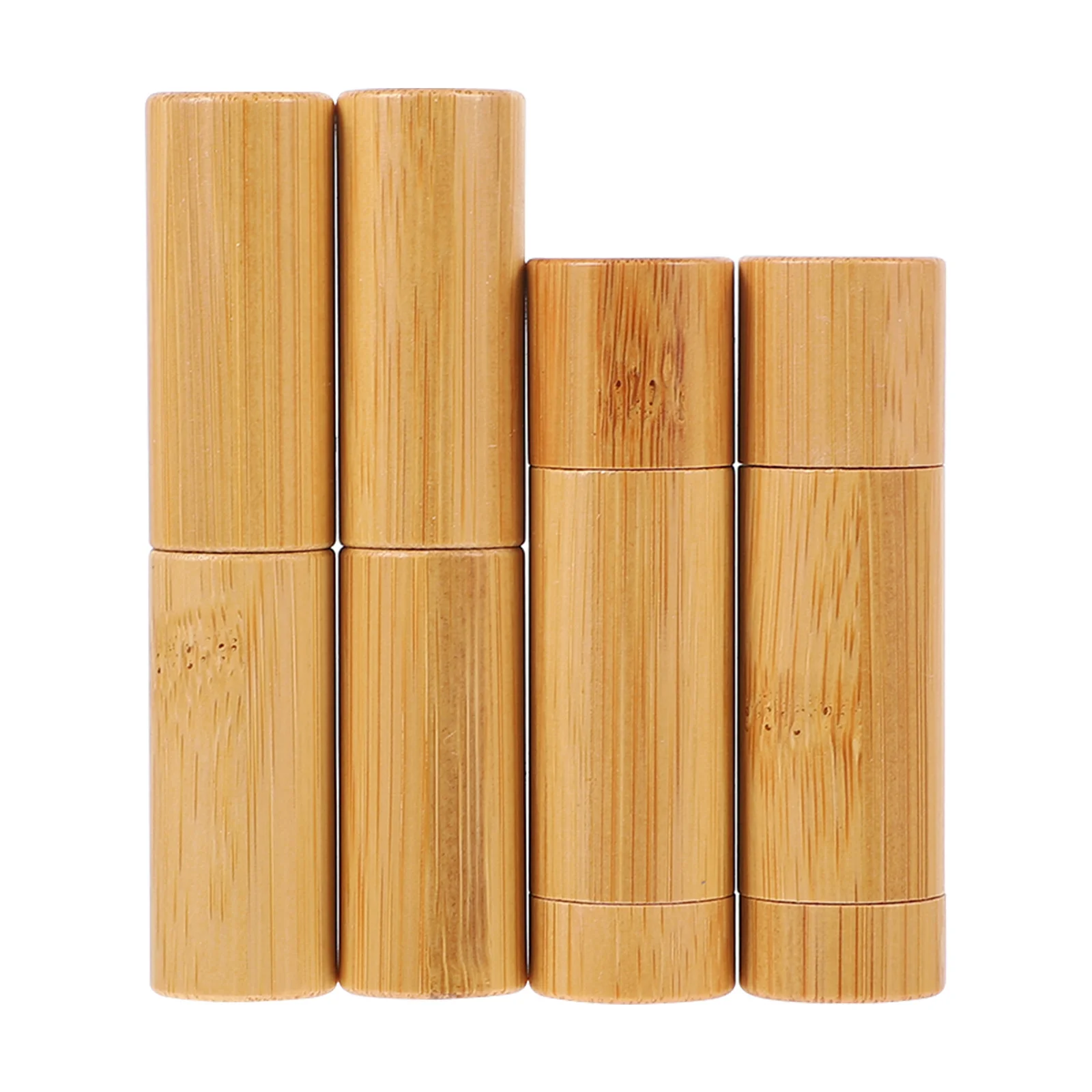 4Pcs Bamboo Small Lipstick Tubes Empty Containers Portable DIY Lip Balm Tubes Lightweight Makeup Storage Lipstick Bottles