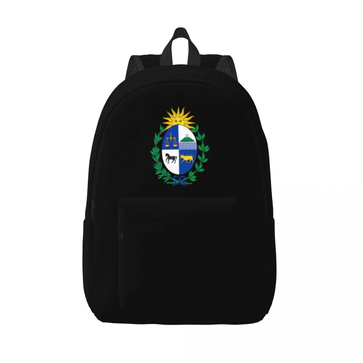 Mochila com brasão para homens e mulheres, bolsa de lona com bolso, para estudante, trabalho, laptop, computador