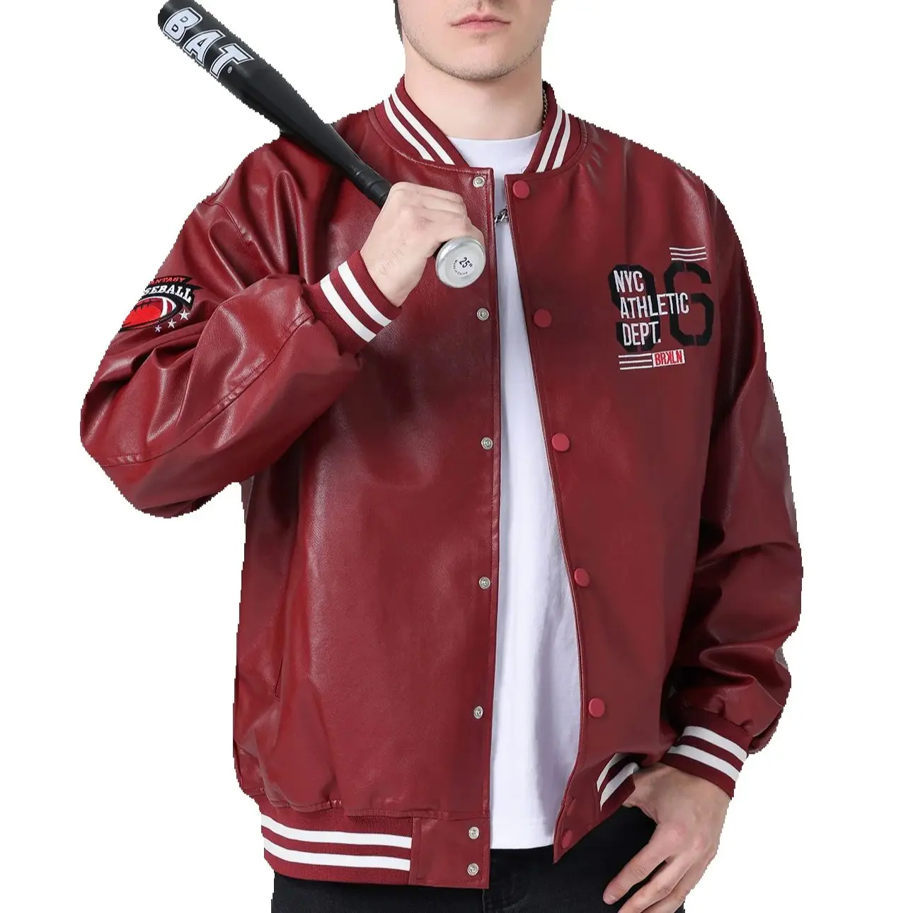 

Men's Faux Leather Motorcycle Jackets Football Embroidery Biker Outerwear 24H shipped Spring & Autumn Loose Baseball Coats