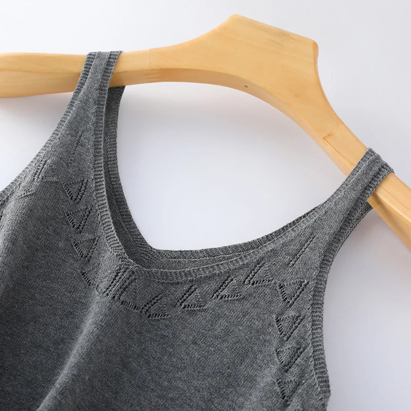 Été 100% coton débardeurs Base sauvage court paragraphe mince solide gilet femme fond t-shirts femmes Sexy sans manches tricot T-Shirt