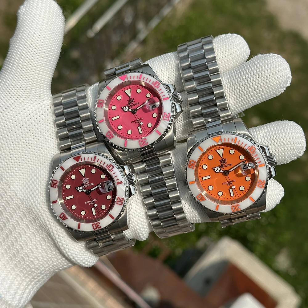 STEELDIVE Men Diver Watch 40.5mm Automatic Mechanical Wristwatch 30ATM Waterproof BGW-9 Luminous Sapphire NH35 120 Clicks Bezel