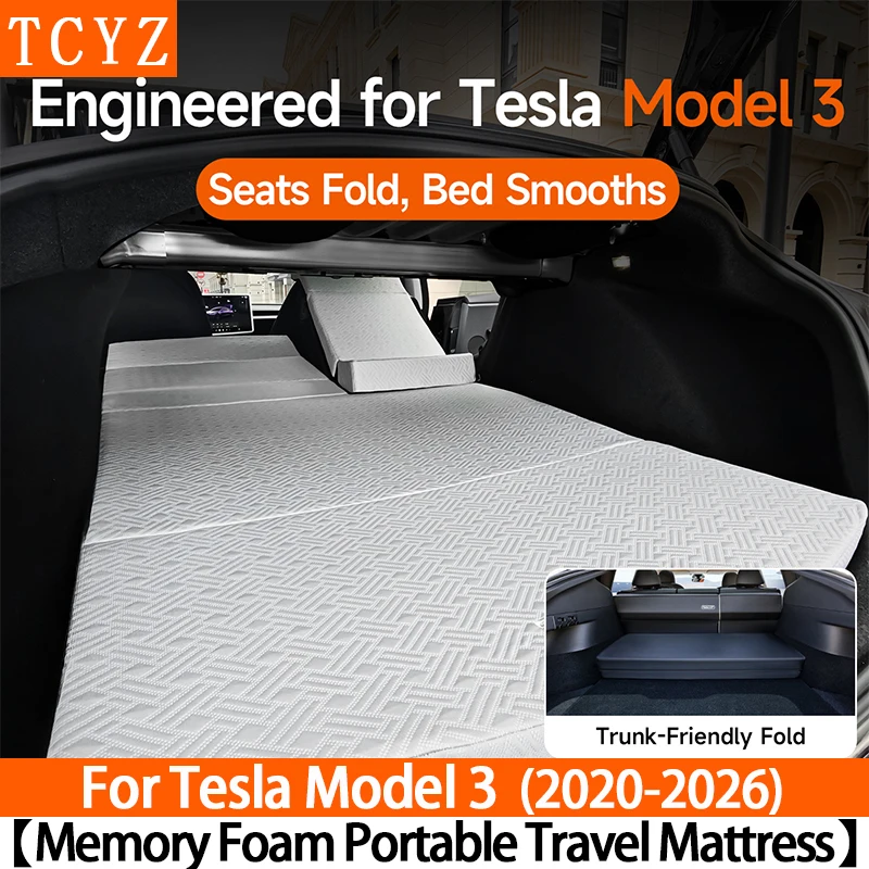 

Матрас для Tesla Model 3 2020-2026 Highland, автомобильная кровать из пены с эффектом памяти для кемпинга, складной дорожный матрас, портативный спальный коврик