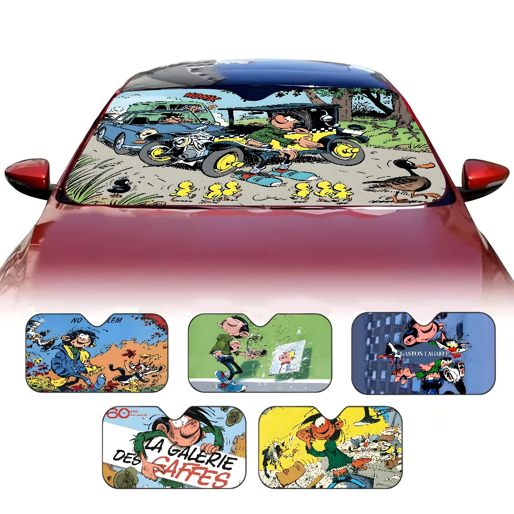 

Gaston Lagaffe Cartoon Car Sunshade Front Window Cover Windshield Sun Shade Car Visor Protection Interior Accessories