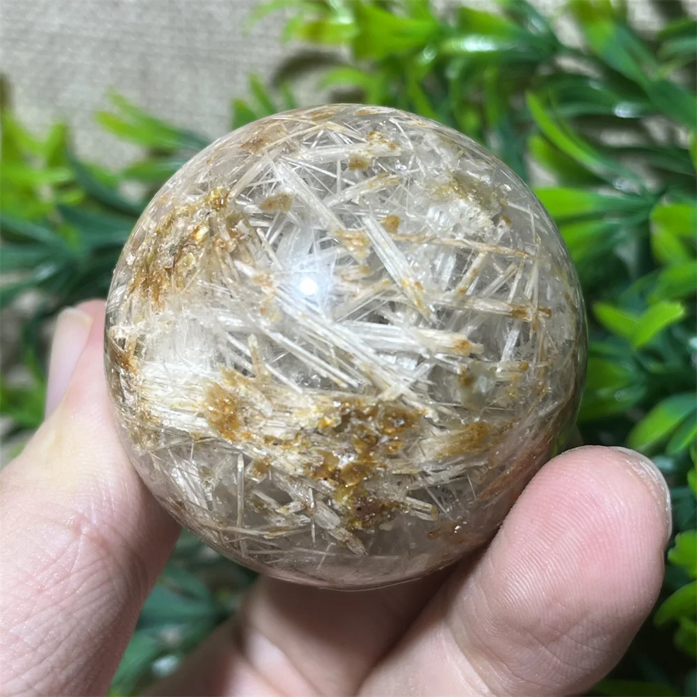 Natural Crystal Hair Sphere Ball Stone Quartz Reiki High Spiritual Beauty Healing Minerals Spiritual Home Decoration