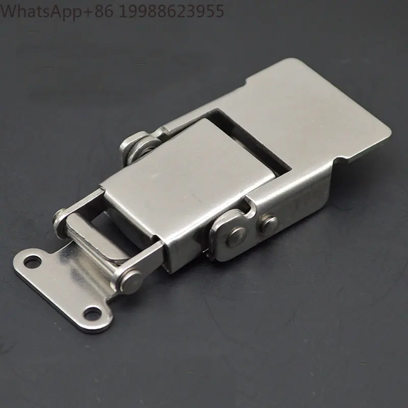 1pcs 304 Stainless Steel Hardware Hasps Agraffe Toolbox Padlock Lock Catch Wooden Case Box Spring Buckle