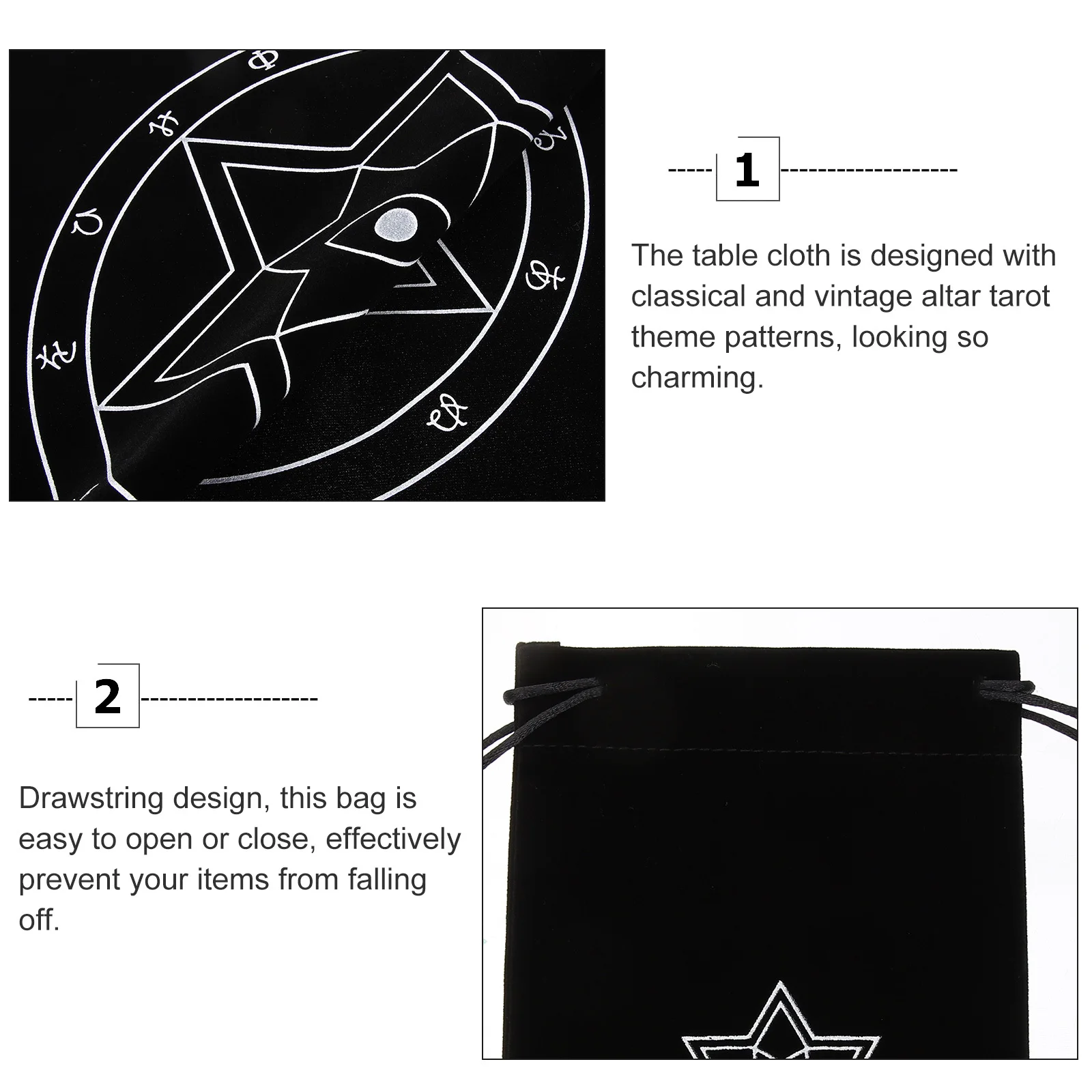 

1 set 1 Set Cloth For Tarot Reading Altar Drawstring Pouch Jewelry Storage Bag Tarot Table Cover Vintage Divination Supplies