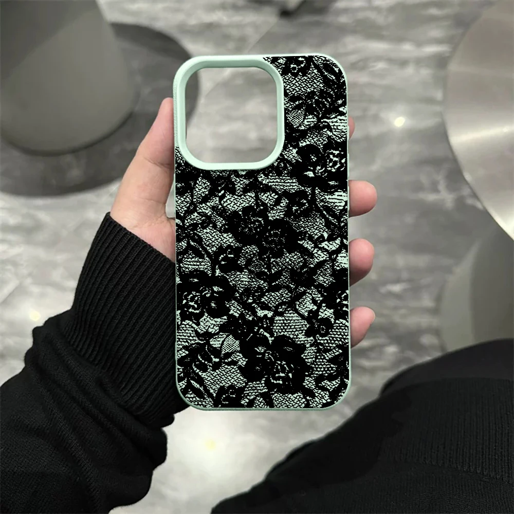 Spitzenrosen-Handyhülle für iPhone 17 16 15 14 13 12 Pro Max 16 15 14 Plus 17 16 15 14 13 12 11 Pro 17Air XR Silikon-Matt-Cover – Detail 10