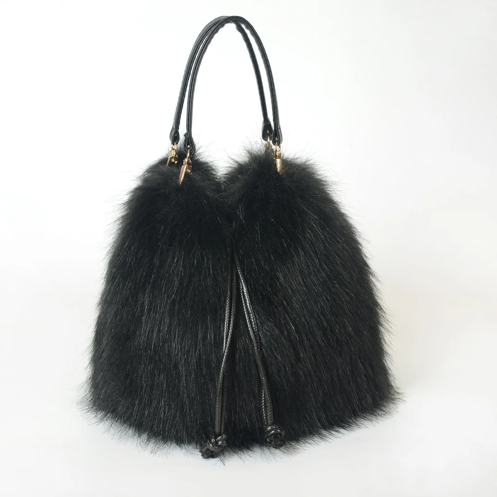 Modische Herbst-Winter Kunstfell-Handtasche Luxuriöse Bucket Bag für Damen Fell-Tragetasche Kunstwaschbärfell Hochwertige Handtasche – Detail 11