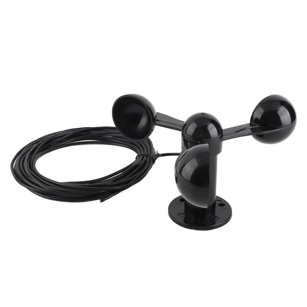 Durable Universal Anemometer Sensor ABS 0-3.8v Output Wind Speed Detector Waterproof Cable Black Three Cups Anemometer