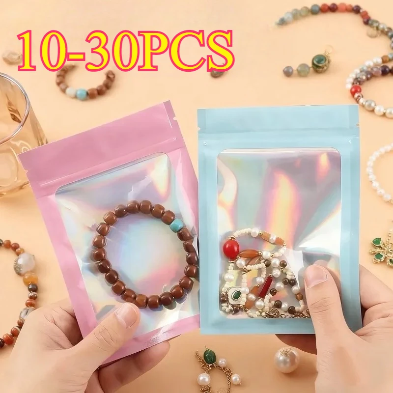 10-30 stücke Verdicken Druckverschlussbeutel Holographische Laser Farbe Kunststoff Beutel Für DIY Schmuck Einzelhandel Lagerung Beutel Zip-Lock Beutel KEIN Loch