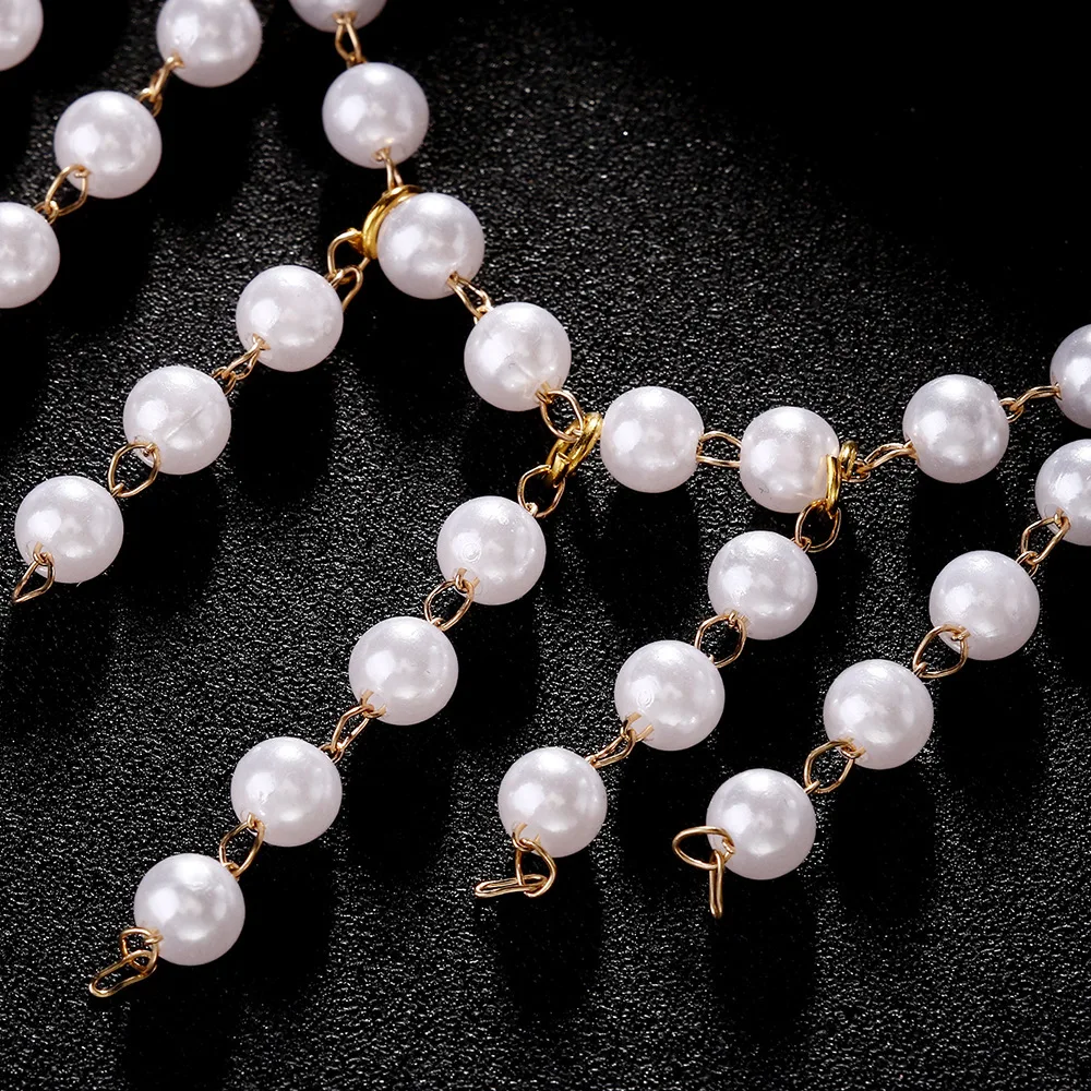 Fashion Pearl Fringe Headpiece Crystal Cap Head Chain Roaring 20s Great Gatsby Tassel Hair Accessories for Art Deco Part Gifts view 6