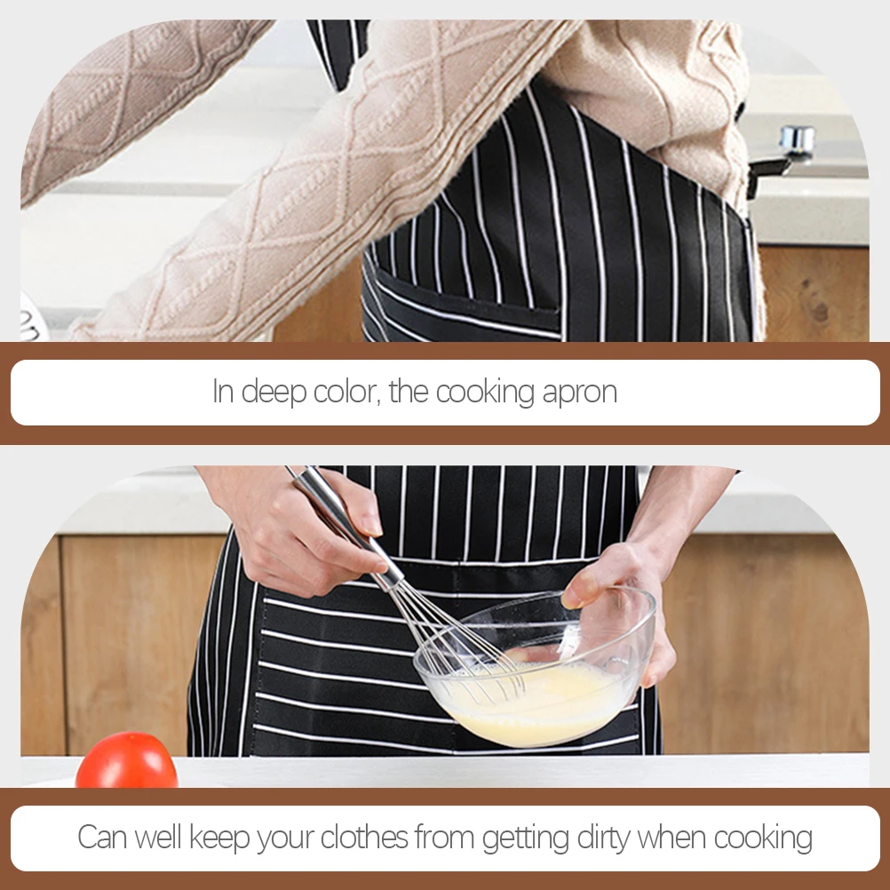 

2Pcs Cooking Apron Kitchen Protector Cotton Striped Reusable Easy Clean DirtProof Pockets Men Women Home Supplies