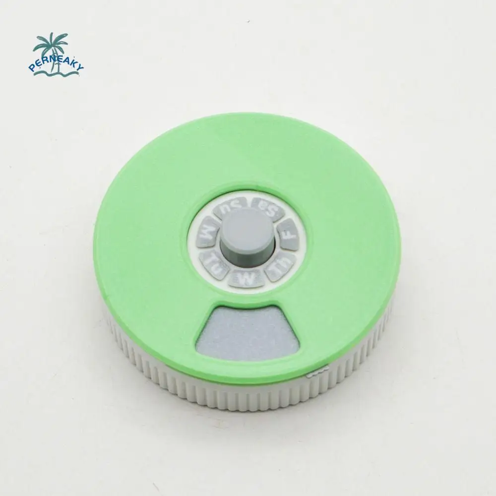

3D Printed Pressing Rotating Medicine Box Grid Design Portable Daily Pill Box Pill Dispenser Compact 7-Day Pill Organizer