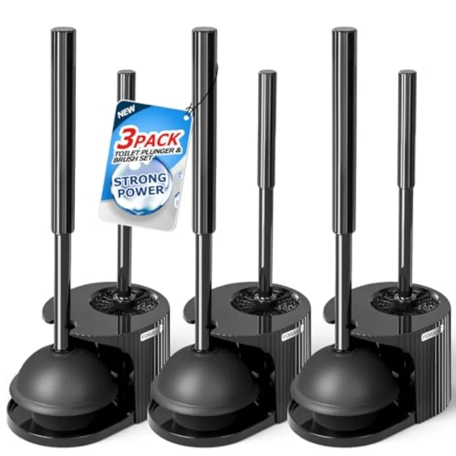 

Toilet Brush and Plunger Set, Extended Handle Plunger, Toilet Bowl Brush Plunger Set, Bathroom Cleaning Tools, Toilet Brush Plu