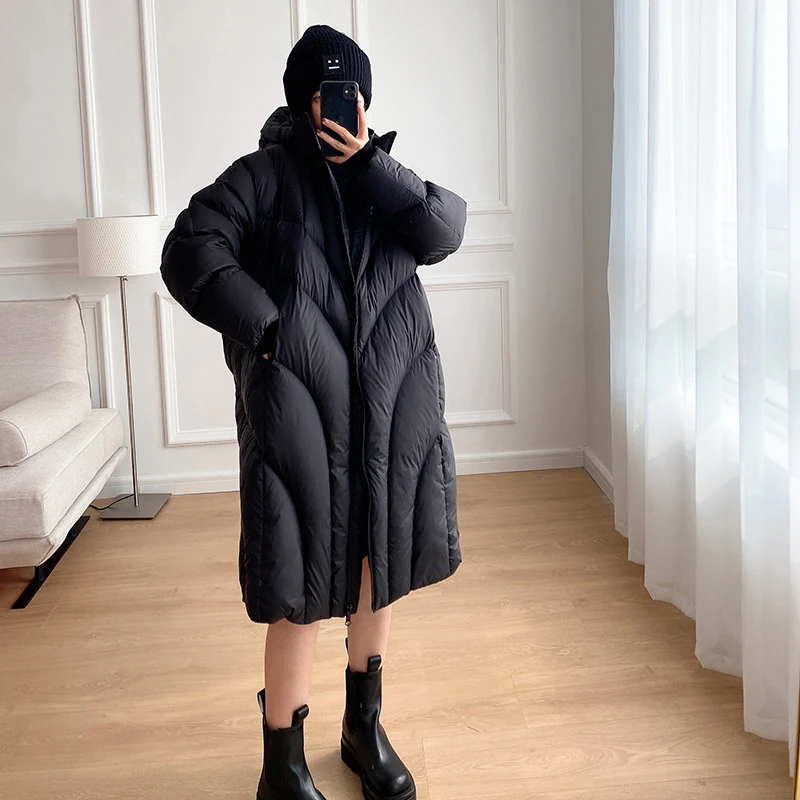 เสื้อแจ็คเก็ตขนเป็ดสีขาวสำหรับผู้หญิง ยี่ห้อ Schinteon แบบมีฮู้ด สำหรับฤดูใบไม้ร่วงและฤดูหนาว อุ่น หนา สวมใส่สบาย ทรงหลวม แฟชั่นใหม่ ปี 2025