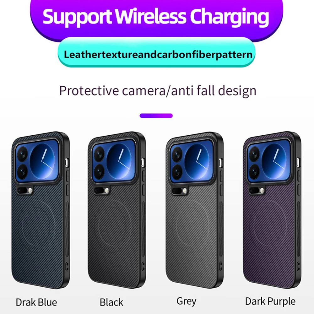 Kabellose Lade-Carbonfaser-Handyhülle für Xiaomi 17 Ultra 17 Pro Max 17 15 15T Pro 14T 13T 12T 11T Cover Funda Magnetisch