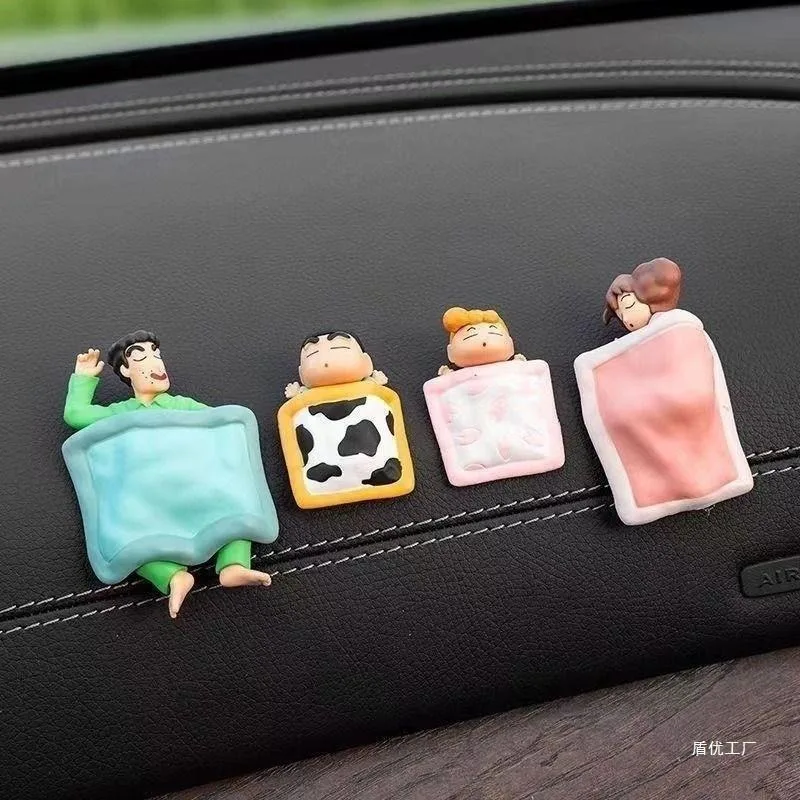 4pcs Crayon Shin Chan Sleeping Position Car Decoration Toys Anime Children's Cute Desktop Accessories Toy Car Accessories Series