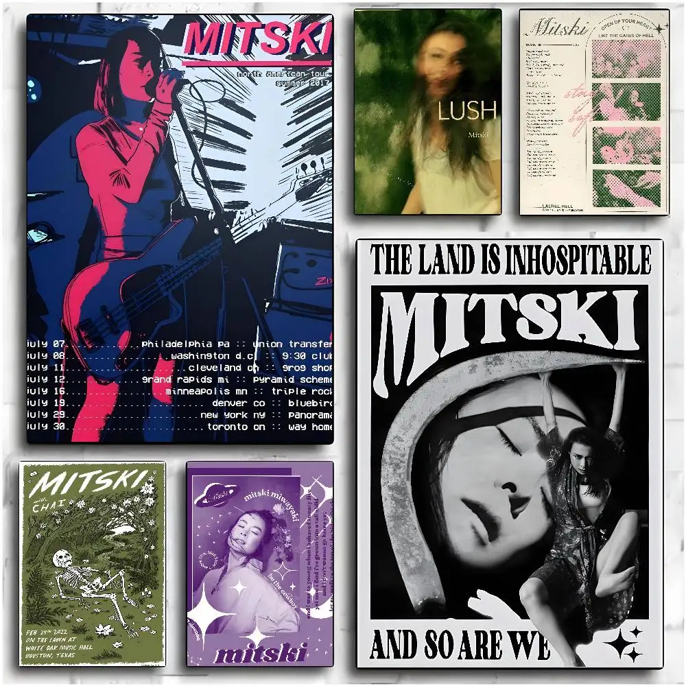 M-Mitski R-Retro R-Rock roll girl Singer Poster No drilling required Self-adhesive stickers can be applied to any surface M-Mitski R-Retro R-Rock roll girl Singer Poster No drilling required Self-adhesive stickers can be applied to any surface
