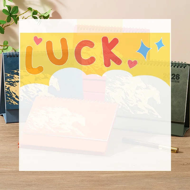 2026 الأحمر جوفاء التدريجي التقويم تنقش خمر تصميم الحصان سنة الجدول التقويم النمط الصيني تذكارية كبيرة الحجم التقويم