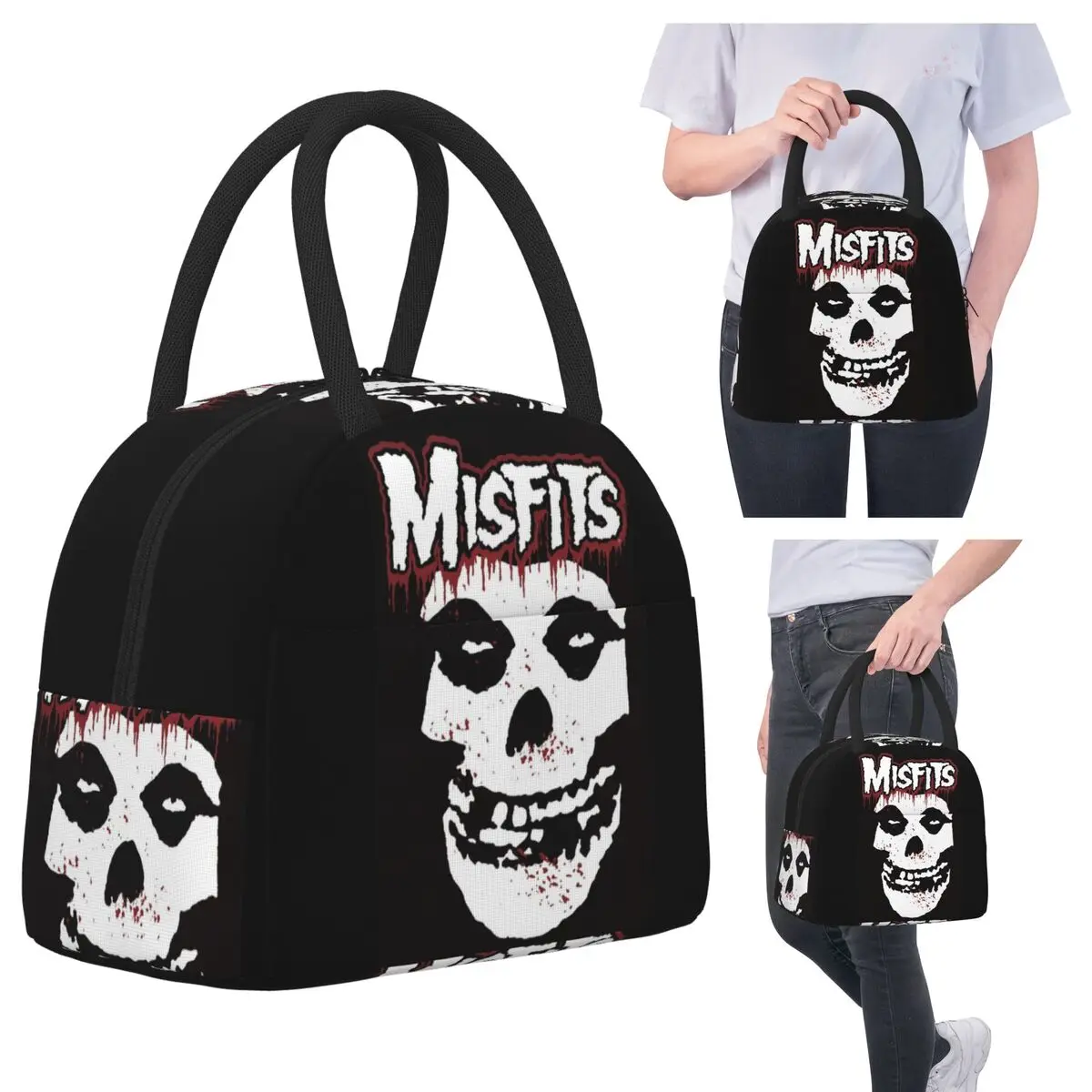 

Misfits сумки для обеда с черепом, изолированная коробка для бенто, водонепроницаемая сумка для обеда, герметичная сумка для пикника, сумка-холодильник для женщин, студенческой работы