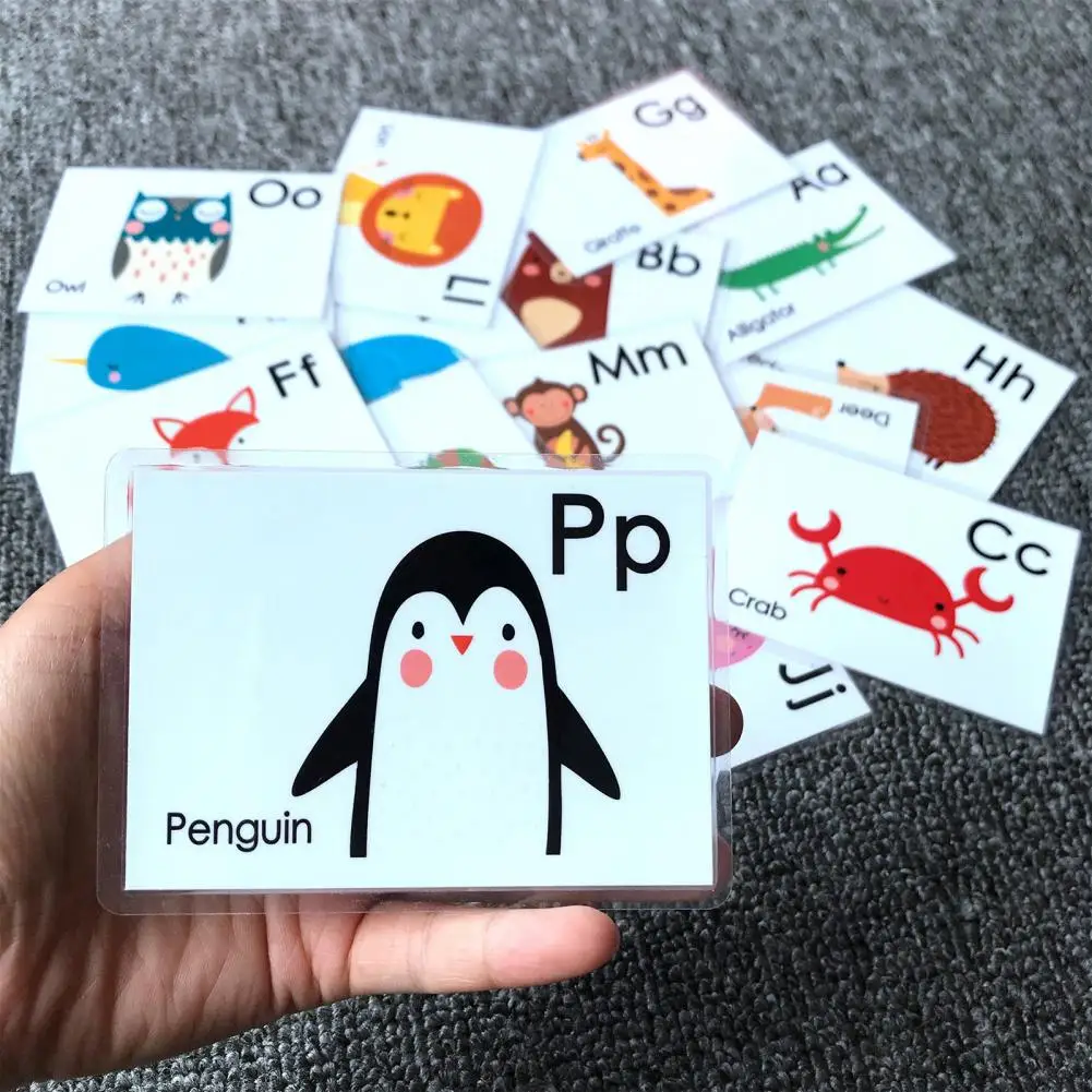 Cartes Flash pour enfants d'âge préscolaire, cartes Flash éducatives de l'alphabet pour les tout-petits, cartes d'apprentissage Abc étanches avec reconnaissance pour garçons