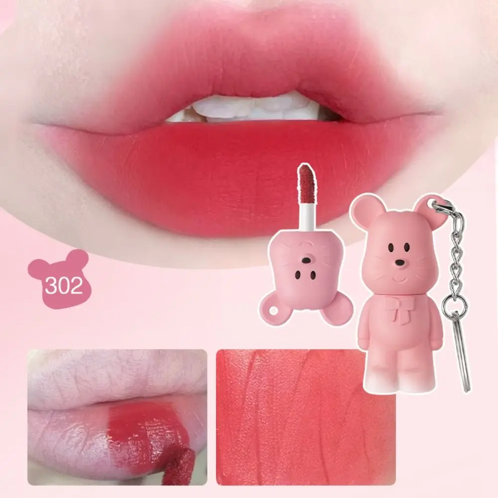 Cute Lovely Mouse Matte Liquid Lipstick Velvet Long Lasting Lip Mud Non-stick Cup Waterproof Lip Glaze Women